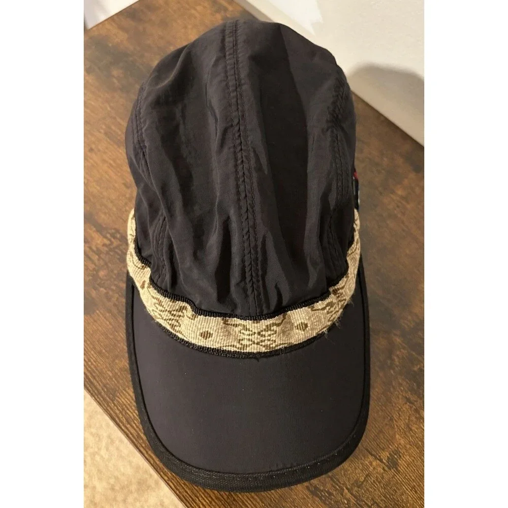 Kavu Synthetic Strapcap Hat Cap Size Medium Black Beige Trim 4 Panel Sports USA